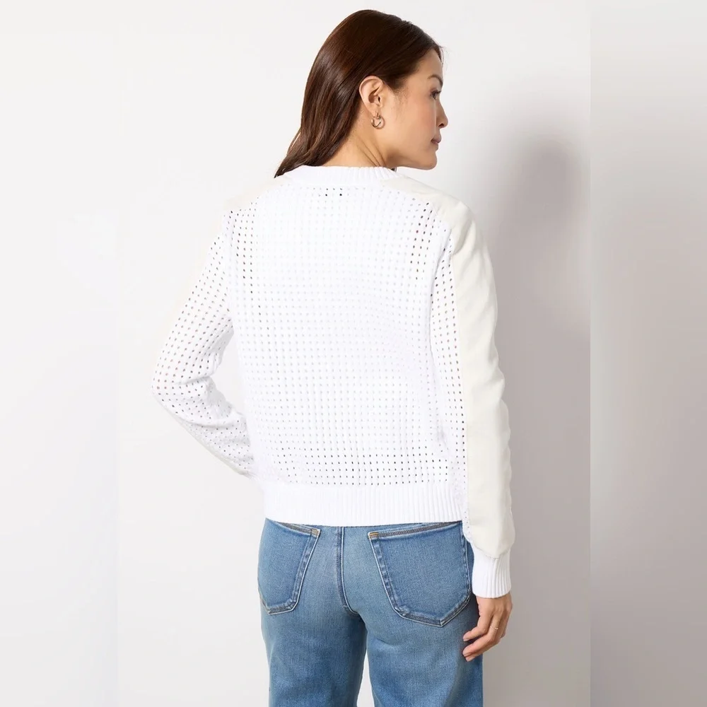 ⛱️🔥Evereve - White Harlow Open Stitch Bomber - XL